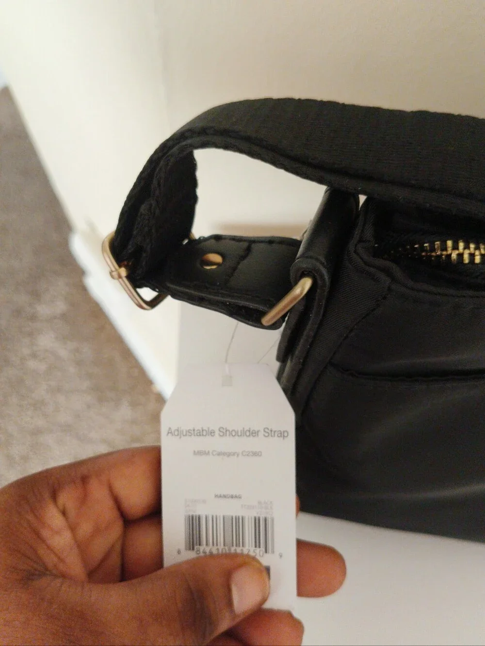 Men's Black Messenger Bag with Gold Zippers